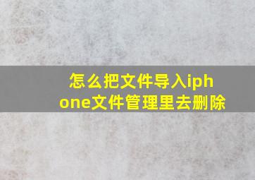 怎么把文件导入iphone文件管理里去删除