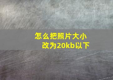 怎么把照片大小改为20kb以下