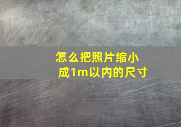 怎么把照片缩小成1m以内的尺寸