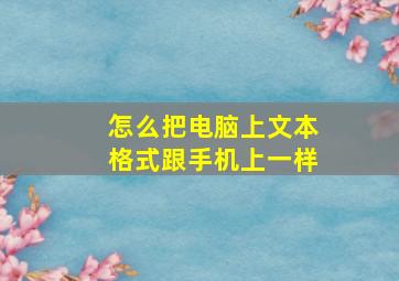 怎么把电脑上文本格式跟手机上一样