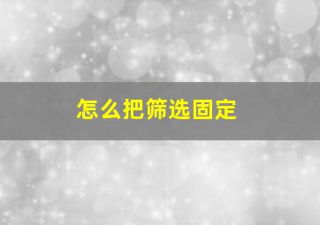 怎么把筛选固定