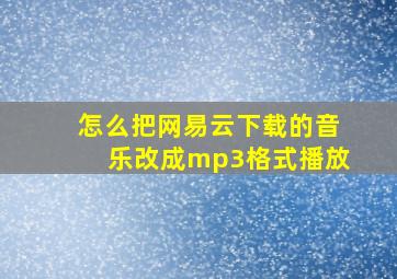 怎么把网易云下载的音乐改成mp3格式播放