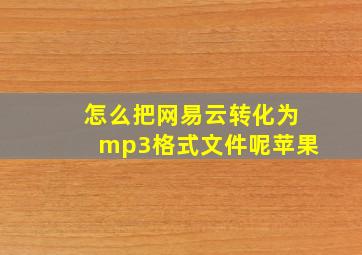 怎么把网易云转化为mp3格式文件呢苹果