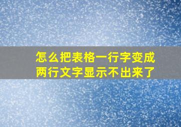 怎么把表格一行字变成两行文字显示不出来了