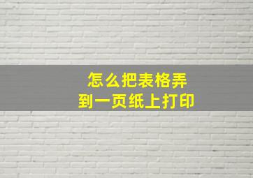 怎么把表格弄到一页纸上打印