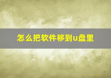 怎么把软件移到u盘里