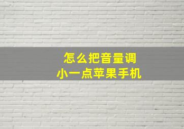 怎么把音量调小一点苹果手机