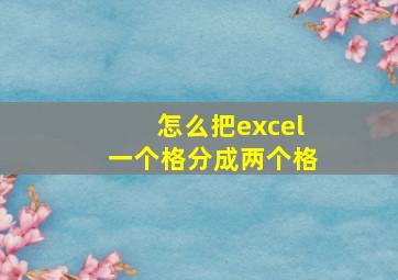 怎么把excel一个格分成两个格