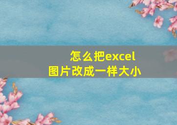 怎么把excel图片改成一样大小