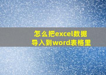 怎么把excel数据导入到word表格里