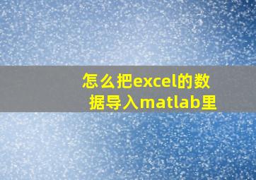 怎么把excel的数据导入matlab里