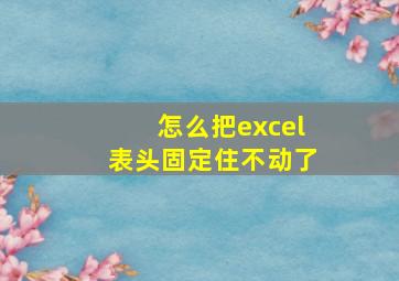 怎么把excel表头固定住不动了