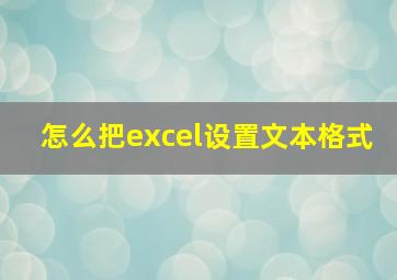 怎么把excel设置文本格式