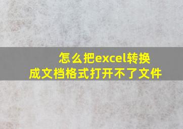 怎么把excel转换成文档格式打开不了文件