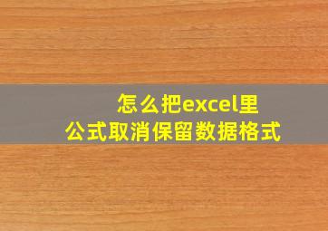 怎么把excel里公式取消保留数据格式