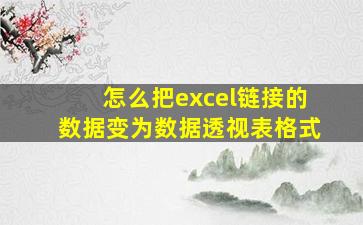 怎么把excel链接的数据变为数据透视表格式