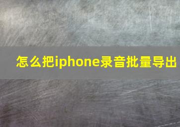 怎么把iphone录音批量导出