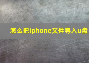 怎么把iphone文件导入u盘