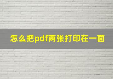 怎么把pdf两张打印在一面