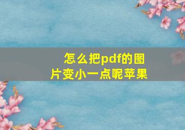 怎么把pdf的图片变小一点呢苹果