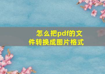 怎么把pdf的文件转换成图片格式