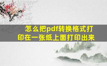 怎么把pdf转换格式打印在一张纸上面打印出来