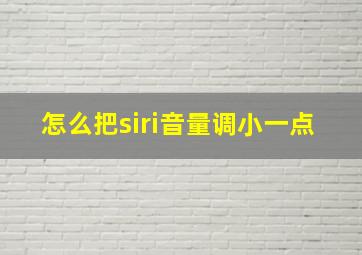 怎么把siri音量调小一点