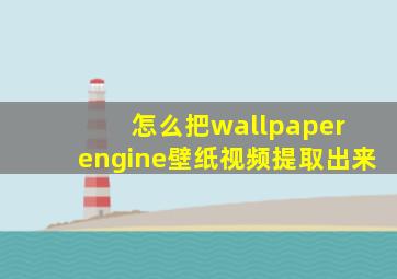 怎么把wallpaper engine壁纸视频提取出来