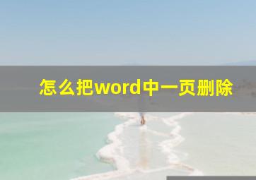 怎么把word中一页删除