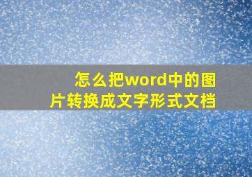 怎么把word中的图片转换成文字形式文档