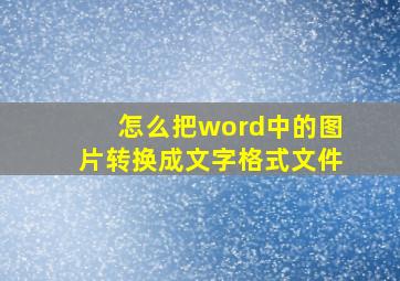 怎么把word中的图片转换成文字格式文件