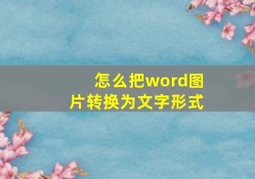 怎么把word图片转换为文字形式