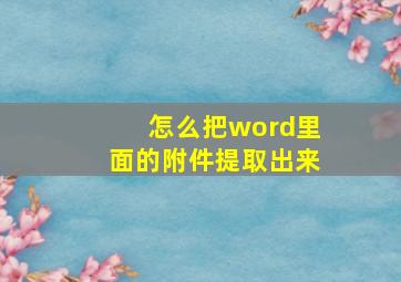 怎么把word里面的附件提取出来