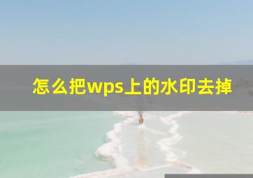 怎么把wps上的水印去掉