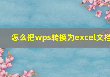 怎么把wps转换为excel文档