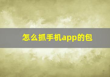 怎么抓手机app的包