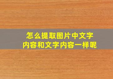 怎么提取图片中文字内容和文字内容一样呢