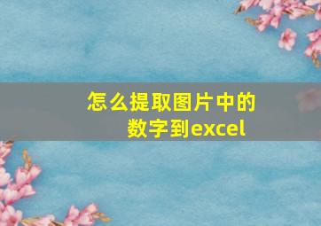 怎么提取图片中的数字到excel