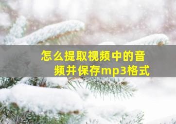 怎么提取视频中的音频并保存mp3格式