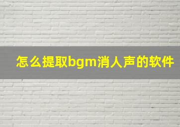 怎么提取bgm消人声的软件