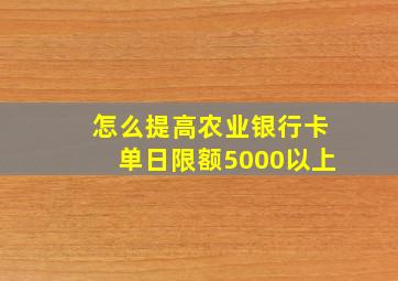 怎么提高农业银行卡单日限额5000以上