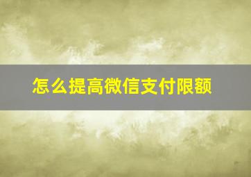 怎么提高微信支付限额