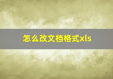 怎么改文档格式xls