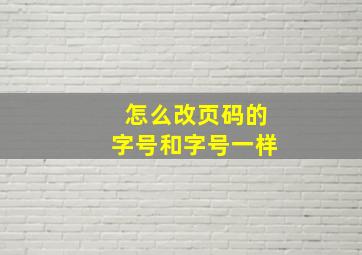 怎么改页码的字号和字号一样