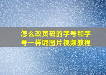 怎么改页码的字号和字号一样呢图片视频教程