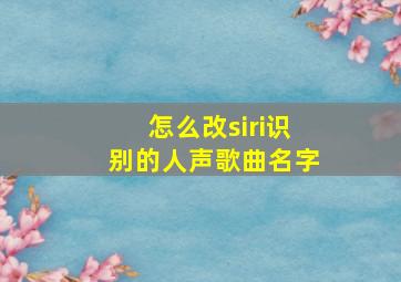 怎么改siri识别的人声歌曲名字