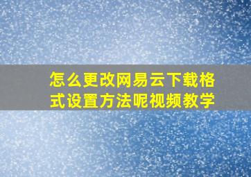 怎么更改网易云下载格式设置方法呢视频教学