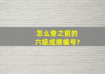 怎么查之前的六级成绩编号?