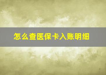 怎么查医保卡入账明细