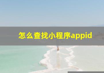 怎么查找小程序appid